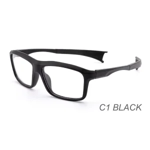 Men’s Sports Square Optical Eyeglass Frames TR90 Flexible Temples Anti-Slip Prescription Glasses for Cycling and Running