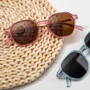 Men’s Square-Frame Sunglasses with Half-Titanium Frame