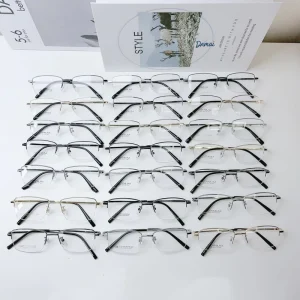 Men’s Vintage Metal Semi-Rimless Eyeglass Frames
