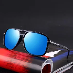 Men’s Vintage Rectangular Sunglasses PC Frame in Yellow Purple Red Blue with Sun Glasses for Driving Polarized Fashion Eyewear