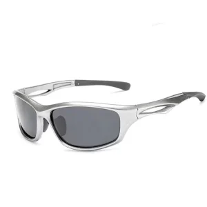 Men’s Women’s Outdoor Cycling Sunglasses Sports Eyewear with Blue Polarized TAC Lenses White Red Silver Frames Bicycle Driving