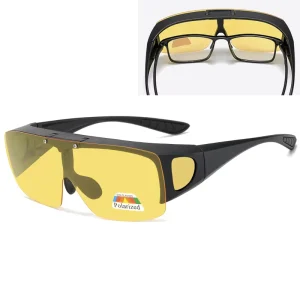 Men’s Women’s Performance Eyewear Driver Sunglasses with Night Vision Color Changing Polarized Lens PC Material Black Frame
