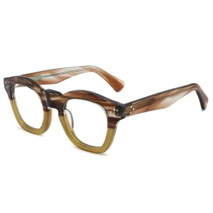 Men’s Women’s Square Acetate Optical Eyeglass Frames with Multi Hinge