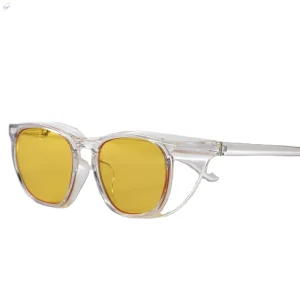 Men’s Women’s UV400 Laser Safety Glasses Anti Fog Fashionable Yellow PC Nylon Frame High Standard Safety Eyewear