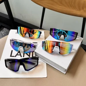 Men’s Women’s Windproof Cycling Sunglasses Red Lenses PC Frame for Outdoor Sports Mountain Climbing Highway Mountain Bike Racing