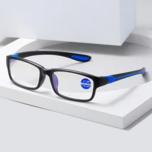 Men’s and Women’s Black and Red TR90 Sports Blue Light Blocking Presbyopia Reading Glasses +1.00 to +4.00