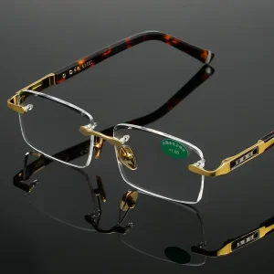 Men’s and Women’s Frameless Square Reading Glasses with Anti-Blue Light Lenses