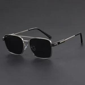Men’s and Women’s Large Square Metal Frame Sunglasses for Outdoor Use