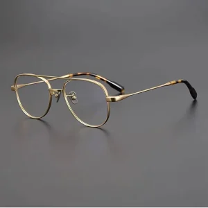 Men’s and Women’s Pure Titanium Full-Rim Retro Prescription Eyeglass Frames with Blue-Light Protection