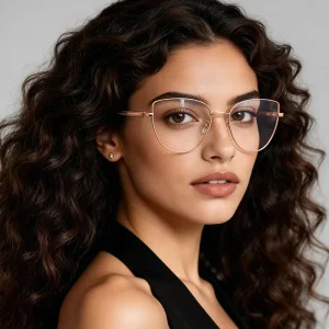 Metal Cat Eye Women Alloy Frames Anti Blue Light Gradient Temple Optical Eyeglasses