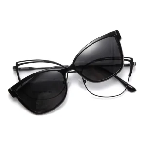 Metal Clip-On Eyewear Frame with Magnetic Sunglasses, 2-in-1 Design