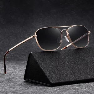 Metal Double-Beam Polarized Sunglasses for Men UV Protection Anti-Glare