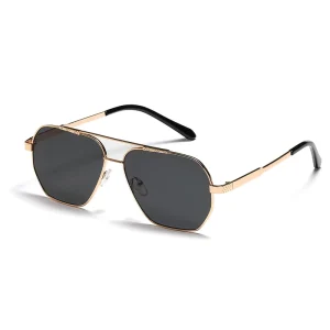 Metal Double Beam Unisex Sunglasses UV400 TAC Full Rim Square PC Frames