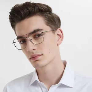 Metal Double-Bridge Optical Eyeglass Frames for Men and Women