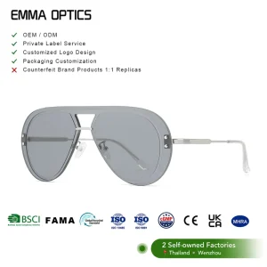 Metal Frame Blue Lens Sunglasses Men Women UV400 Polarized Anti Glare Fashion CE Certified OEM Custom Logo Factory