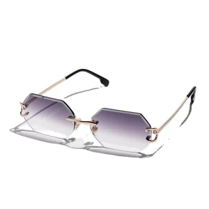 Metal Frameless Diamond Cut UV400 Sunglasses European Unisex Niche Small Frame Sunglasses