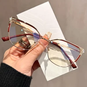 Metal Full-Frame Cat-Eye Blue Light Blocking Eyeglasses