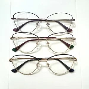 Metal Full-Rim Cat-Eye Glasses Frames, Retro, Solid Pattern, Unisex