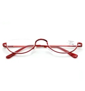 Metal Half-Frame Round Blue-Light-Blocking Reading Glasses for Women