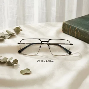 Metal Half Frame Square Reading Glasses