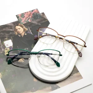 Metal Rectangle Optical Eyeglasses, Small Eye Shape, Candy Color, Women’s