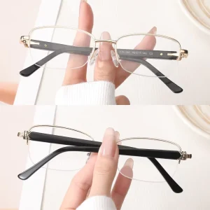 Metal Rectangle Vintage Eyewear Global Recycled Standard Certified Suit for Daily Professional Business Office Environments