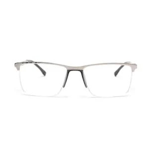 Metal Square Half-Rim Eyeglass Frames for Unisex