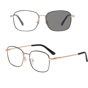 Metal Square Photochromic Optical Eyeglass Frames for Women and Men