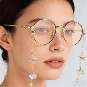 Metal Starfish Shell Eyewear Chain Fashionable Glasses Strap Prevent Lanyard Accessory Non slip