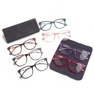 Metal Temple Acetate Optical Eyeglass Frames for Women