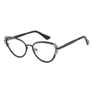 Metallic Red Cat-Eye Retro Eyeglass Frames