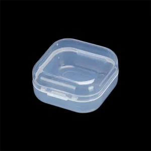 Mini Square Clear Plastic Jewelry and Earplug Storage Box with Lid