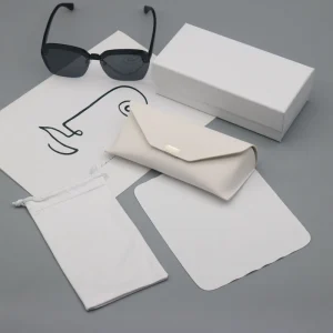 Minimalist Eyeglass Case Set Custom Hard PU Leather Foldable Sunglasses Box with Accessories Bag