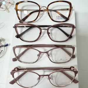 Mixed Metal Cat-Eye Optical Eyeglass Frames, Unisex
