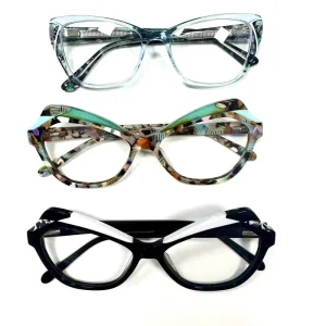 Mixed-Style Cat-Eye Large Optical Eyeglass Frames for Women with Anti-Blue-Light Lenses