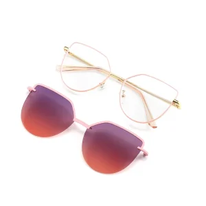 Model 7002 Cat Eye Magnetic Polarized Clip-On Sunglasses 2-in-1 Eyewear
