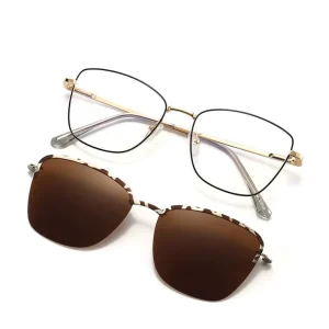 Model 7016 Magnetic Clip-On Women’s Sunglasses 2-in-1 Metal Frame