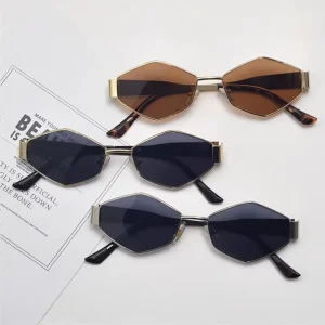 Modern Retro Golden UV400 Unisex Square Metal Sunglasses