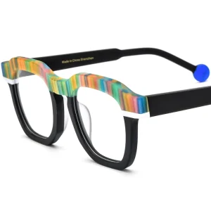 Multi-Color Acetate Eyeglass Frames, Unisex, Streetwear Style