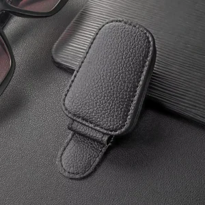 Multi Function Leather Car Sun Visor Glasses Holder with Bill Card Clip Sunglasses Bags & Clips for Sale in the Stock