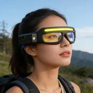 Multi Functional LED Glasses Headlight Waterproof Adjustable Beam Rechargeable COB Technology Hiking Outdoor Use