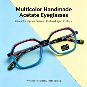 Multicolor Handmade Acetate Geometric Optical Eyeglasses Frames