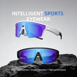 Multifunctional White Frame Ice Blue Mirror Lens Camera Smart Eyewear with Noise Reduction for Outdoor Sports Driving Recording