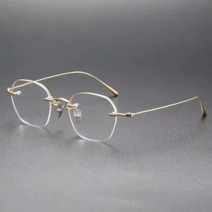 Multiple-Color Unisex Oval Titanium Acetate Rimless Optical Eyeglass Frames