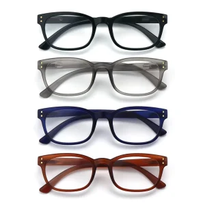 Narrow Rectangle Plastic Reading Glasses with Spring Hinge and Anti-Blue-Light Lenses for Women