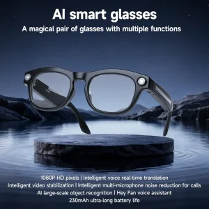 New AI Smart Glasses for Men Women 1080P Camera WIFI 5.4 Voice Control Support for Siri IPX4 Waterproof Outdoor Sports Eyewear