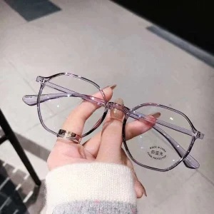 New Anti Blue Light Glasses for Women Fashion Polygonal Eyewear Frames Student Myopia Finished Glasses