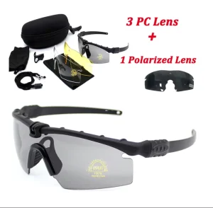 New Anti Fog Outdoor Sports 4 Lens Men Tactical Glasses Protective Goggles