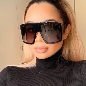 New Arrival Large Gradient Square Sunglasses for Women White Green Frame Individuality Plastic Shades UV400 Full Frame Outdoor