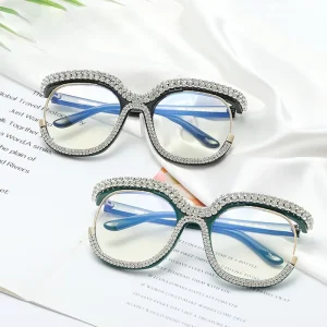 New Arrival Luxury Optical Frames Rhinestone Eyeglasses Prescription Myopia Hyperopia Eyewear Trends Blue Light Blocking Glasses